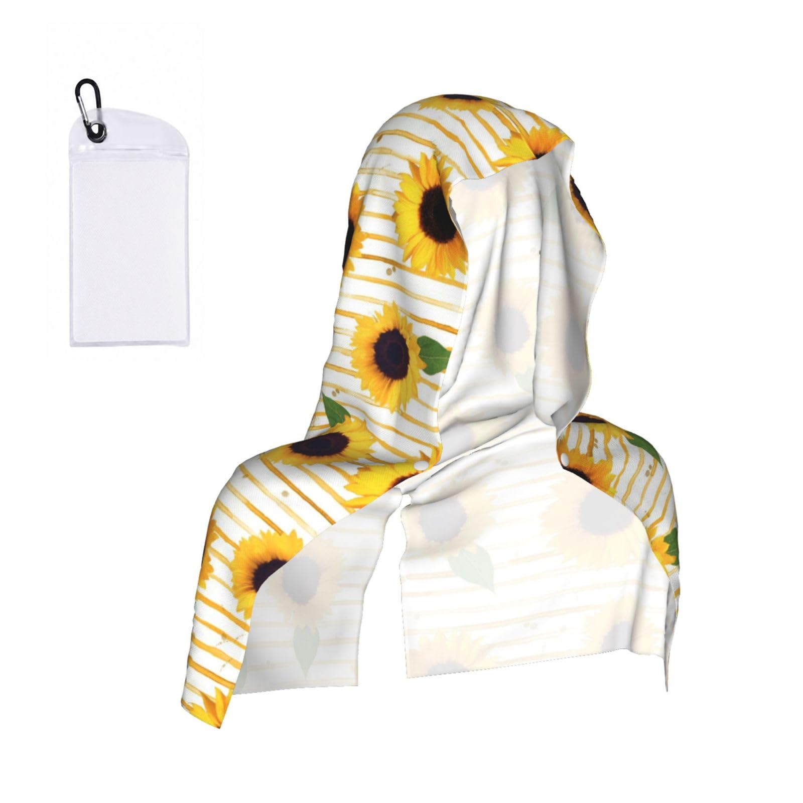 Sunflower Pattern Print Cooling Hoodie Towel, Cooling Towels For Neck And Face Sun Protection Instant Cool Hoodie(Sport/Camping/Work Out/Hot Weather)
