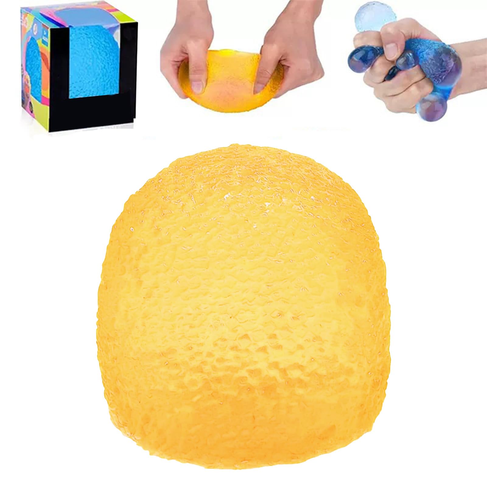 Gumdrop Squishy Stress Balls, Fidget Toys for Kids, Textured Stress Balls for Autism, Durable Stress Relief Toys, Hand Exercise Stress Ball Toys for Adults & Kids, Anxiety, Tension and Stress (Yellow)