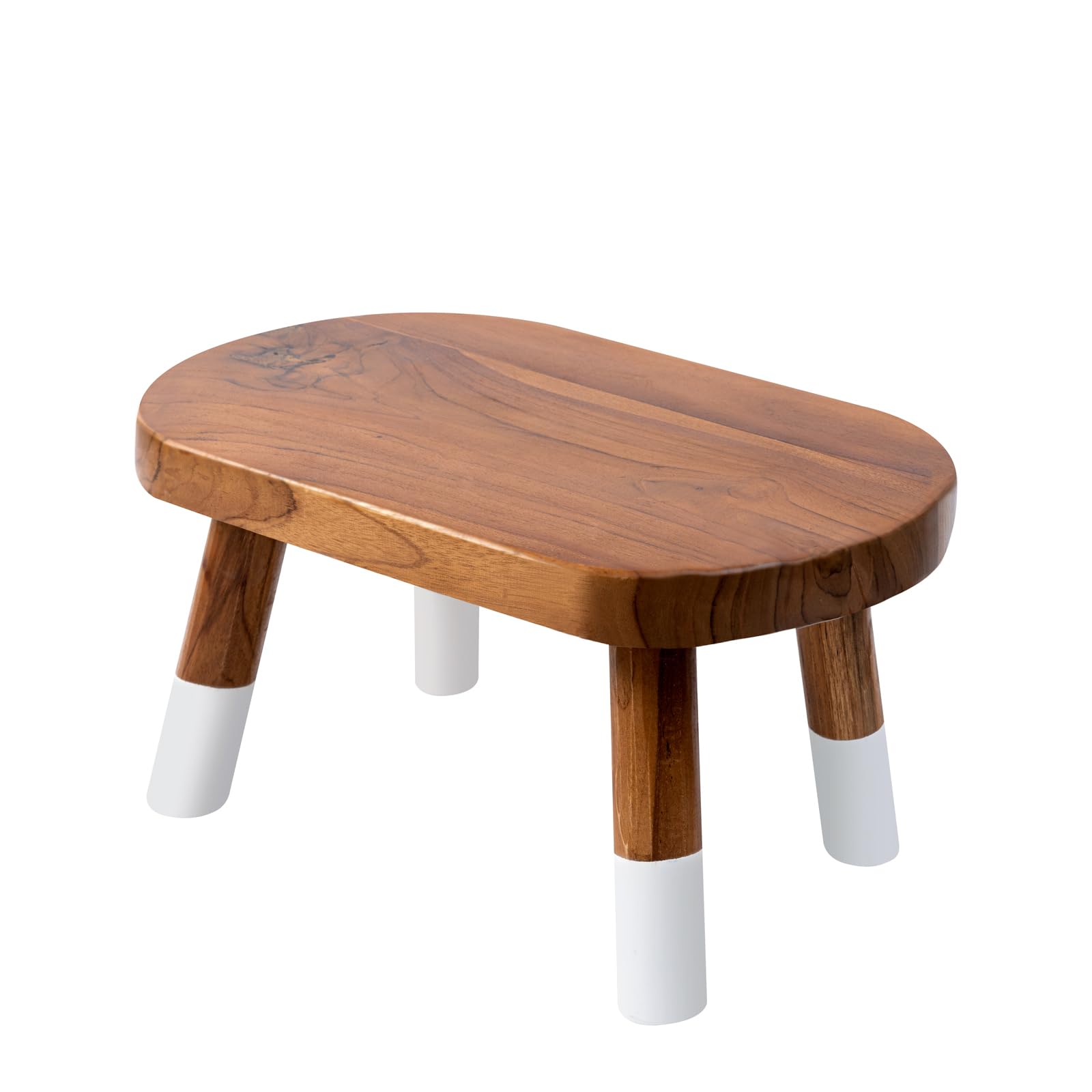 Dip Dyed Teak Step Stool Heavy Duty Wooden Stepping Stools for Adults Kids with 4 Dip Dyed Legs,Bed Steps for High Beds