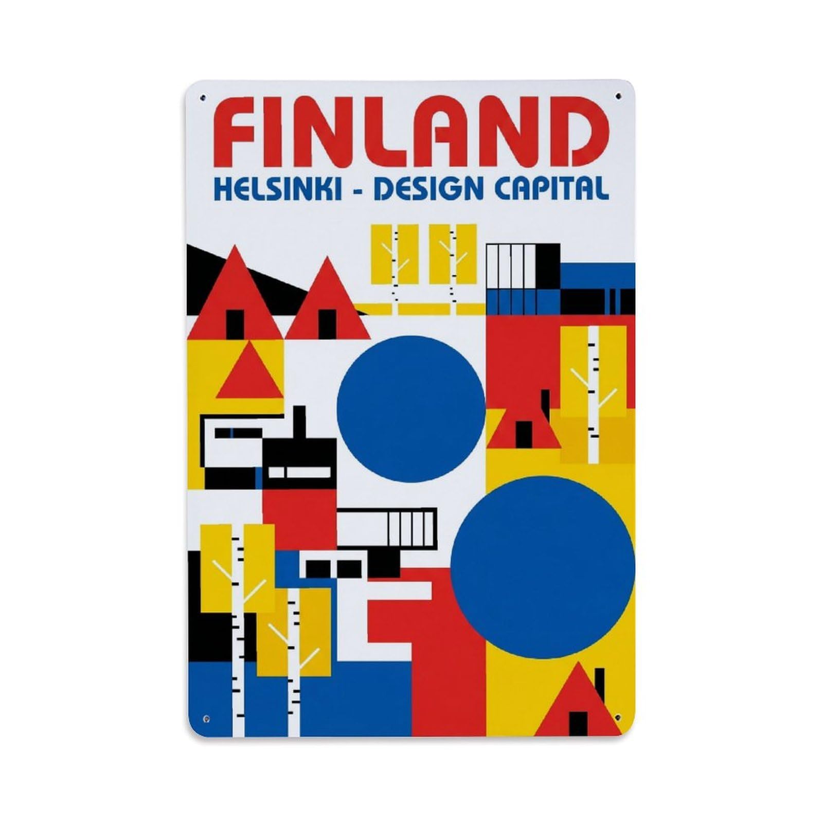 Olhnbad Style Finland Helsinki Modernist Geometry Travel Metal Tin Sign