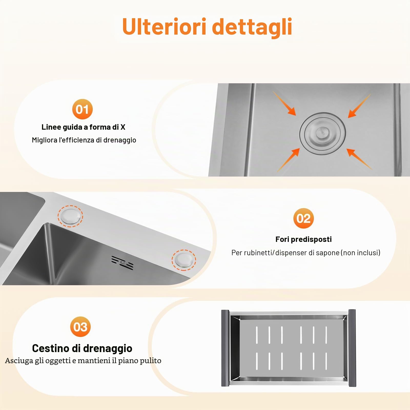 Lavello da cucina 78x43cm argento, lavello da cucina in acciaio inossidabile doppia vasca 2 vasche lavello da incasso lavello sottopiano con set sifone lavello da incasso qualità alimentare lavello