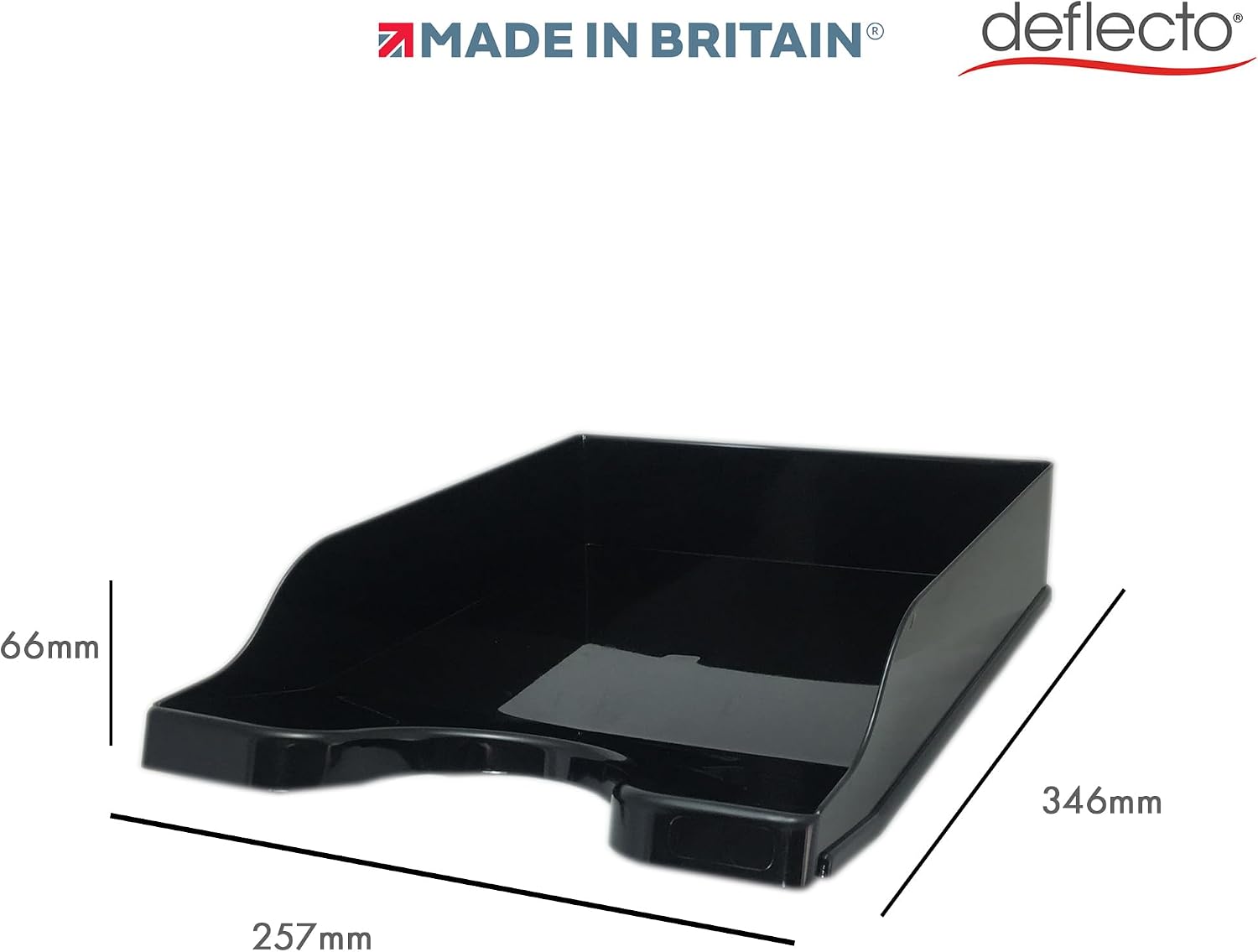 Deflecto A4 Self Stacking Antimicrobial Letter Tray in Classic Black - Letter Tray Organiser - A4 Paper Tray Organiser - Letter Holder - Letter Organiser storages - Desk Trays - CP130STBLK