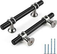 Vista 9 de Rergy Manijas de Gabinete Tiradores de Cajón y Pomos, Paquete de 5 Níquel Cepillado y Oro Centro de Orificio de 3 Pulgadas, Herrajes de Cocina