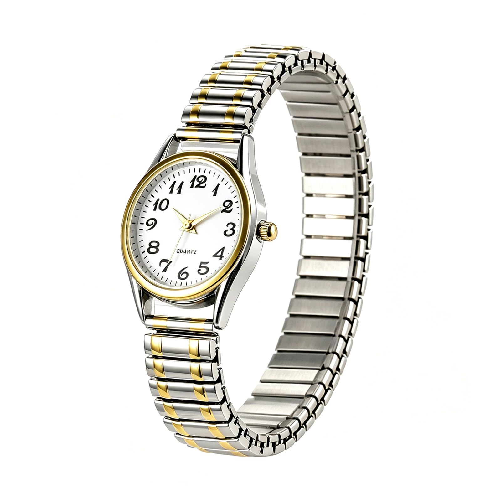 JewelryWe Easy Read Elastic Watch Womens Slip-On Stretch Band Fits 6.5-7.9”