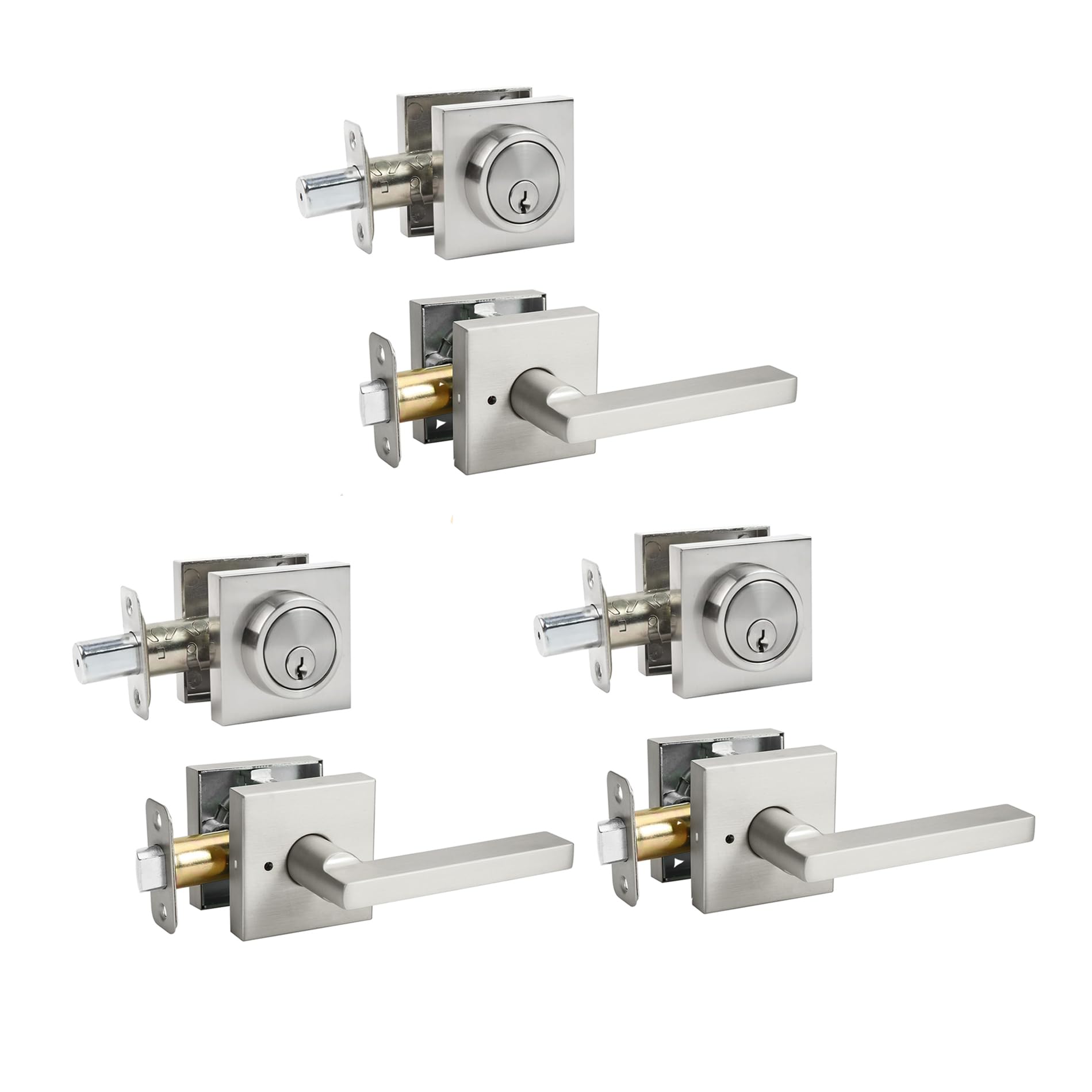 Serrure de porte extérieure et poignée d'entrée en nickel pour harmoniser la sécurité de la maison