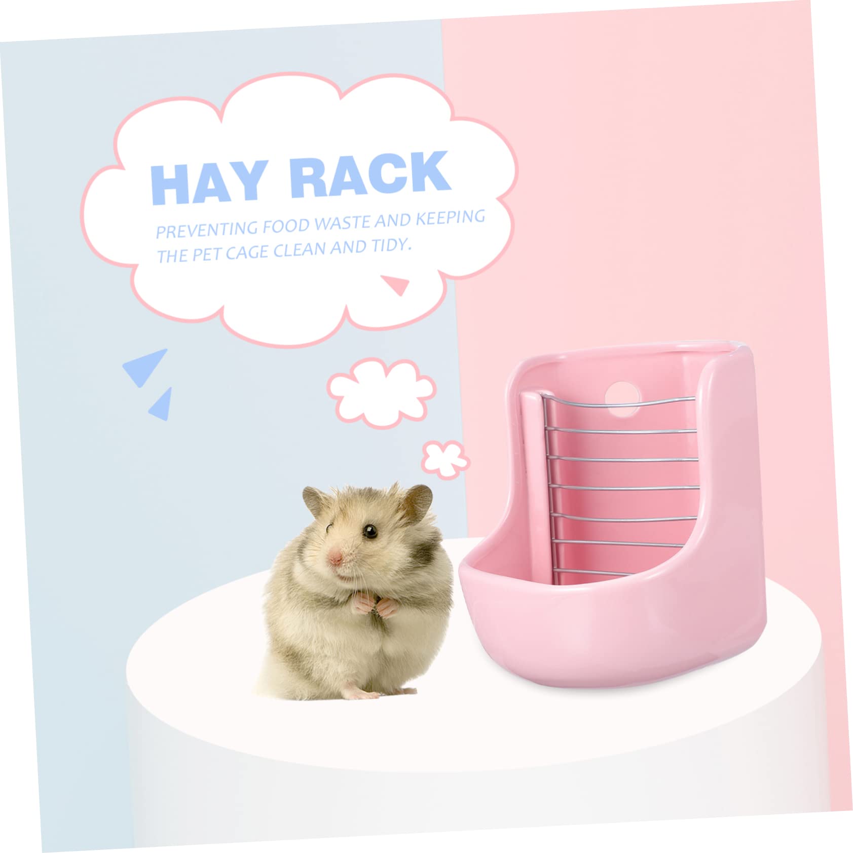 Hohopeti Mangiatore Ceramico per Conigli e Cavie Supporto per Fieno Stabile per Gabbia, Alimentatore per Piccoli Animali Installazione Facile e Personalizzabile