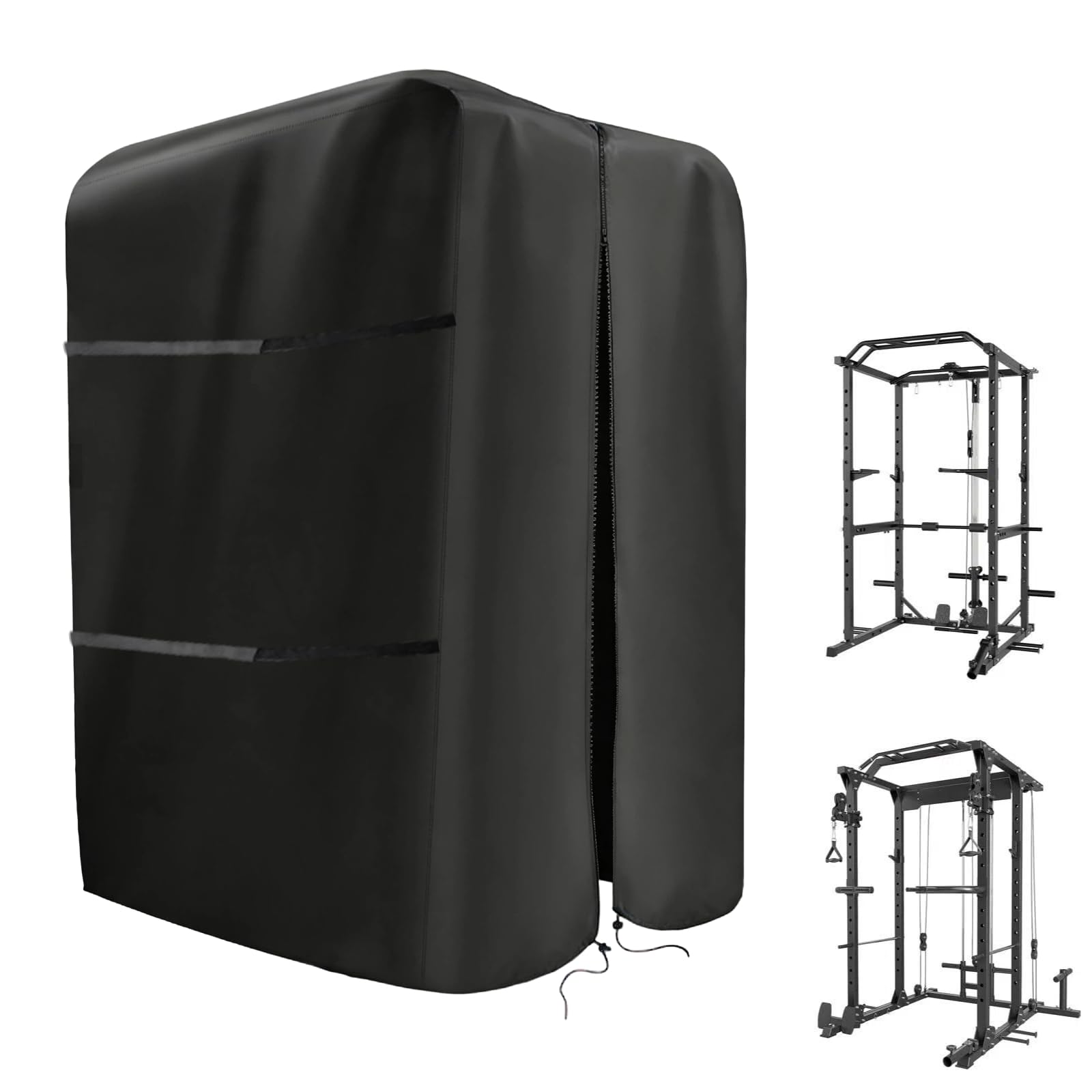 Power Cage Cover with Waterproof Zipper, Protective Cover for Power Rack/Squat Rack Cage/Weight Lifting Rack/Home Gym Workout Equipment-Indoor or Outdoor-64" x 68" x 82.5"-image-47