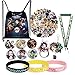 Demon Slayer Manga Merch Geschenkset mit Kordelzugbeutel, Aufkleber, Armbänder, Schlüsselband, Knopfnadeln, Telefonringhalter, Schlüsselanhänger für japanische Anime-Fans