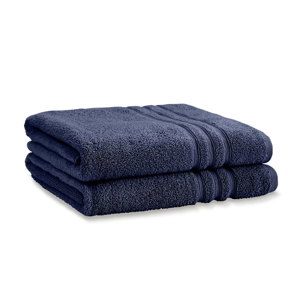 Julian Charles Blue Catherine Lansfield Zero Twist Navy Cotton Towels - 2Pk Bath Sheet