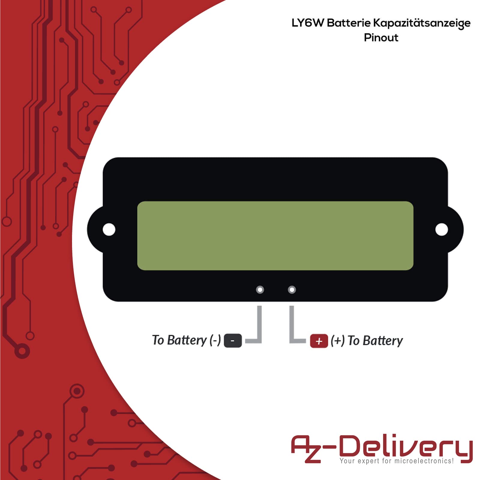 AZDelivery 3 x 12V LY6W indicatore capacità batteria con schermo LED verde retroilluminato