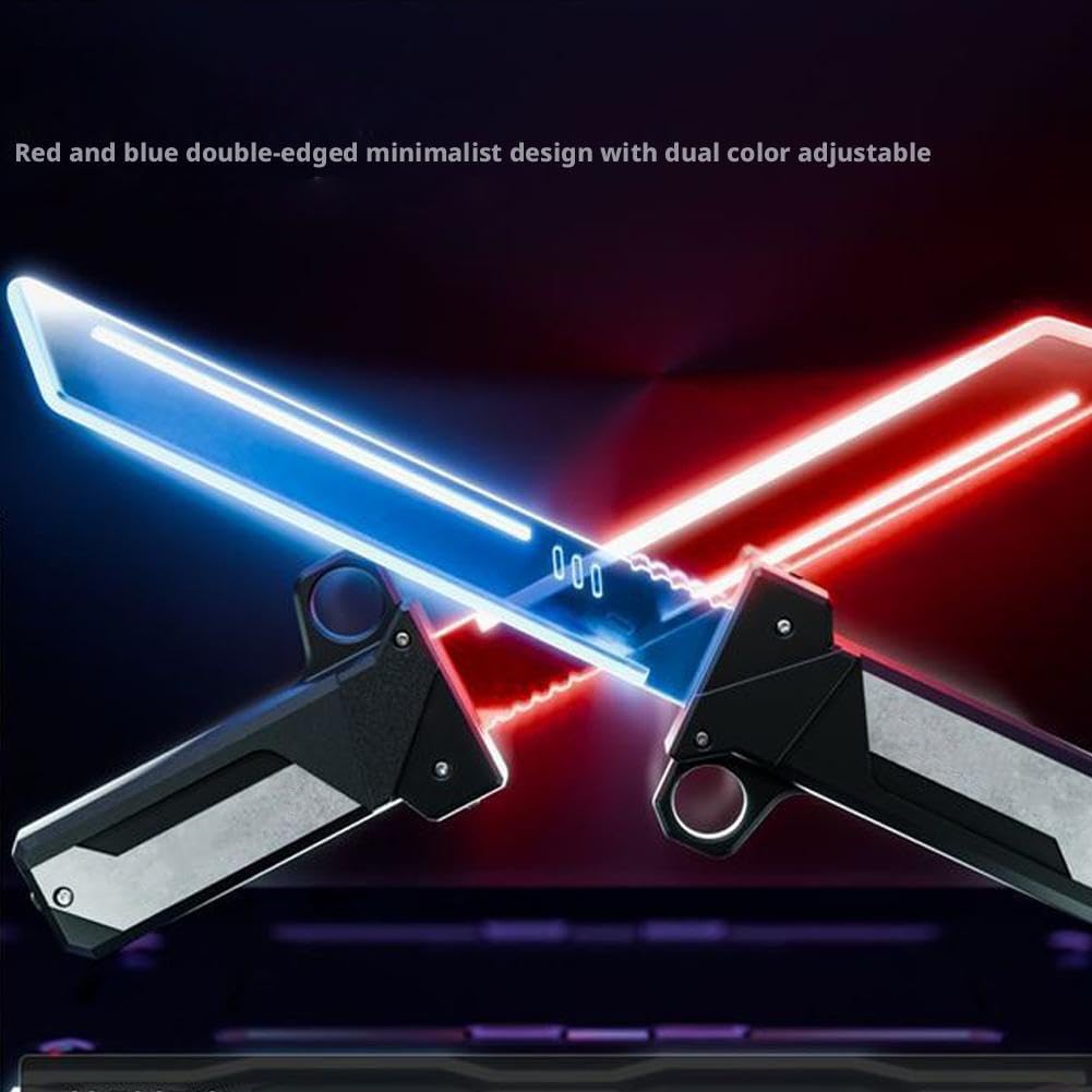 2 Pezzi Set Spade Luminose - Spade Duello Lampeggianti A Doppia Lama Spada Retrattile Rossa E Blu Neon per Feste in Maschera E Cosplay per Bambini