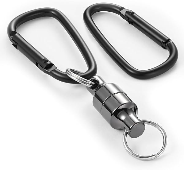 マグネットリリーサー 【耐荷重5kg】 磁石 強力 マグネットリリース カラビナx2 ニッケル合金製 吊り下げ 落下防止 アウトドア キャンプ 登山 釣り 道具 コンパクト 軽量 携帯便利 ランタンフック BEIHOO - 1