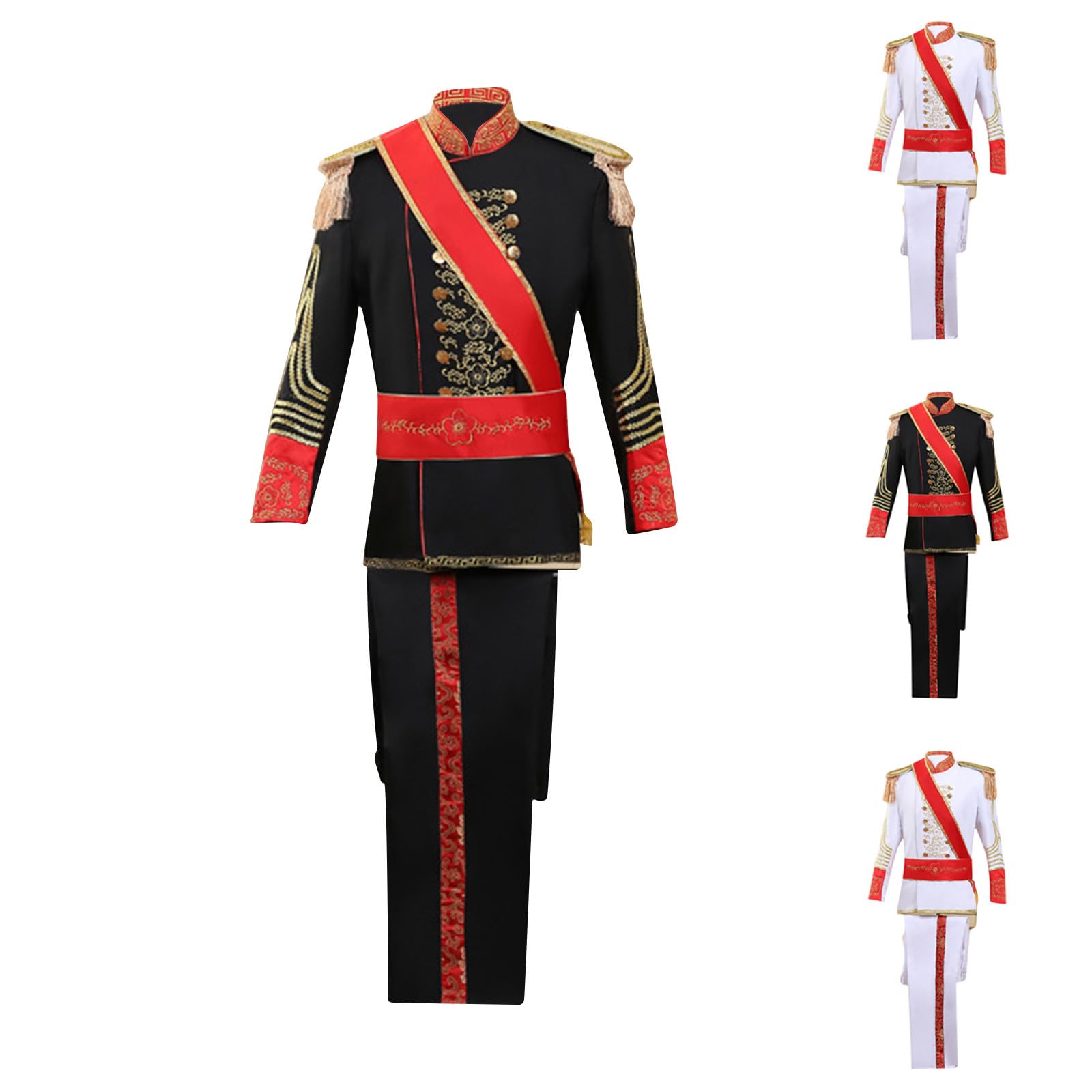 Herren Prinz Sakko, Blazer Steampunk Mantel Mittelalter Viktorianischen Retro Frack 2 Teilig Business Anzug Mäntel und Hose Soldat Kostüm Top Jacke Militär Offizier Mantel Karneval Mottoparty