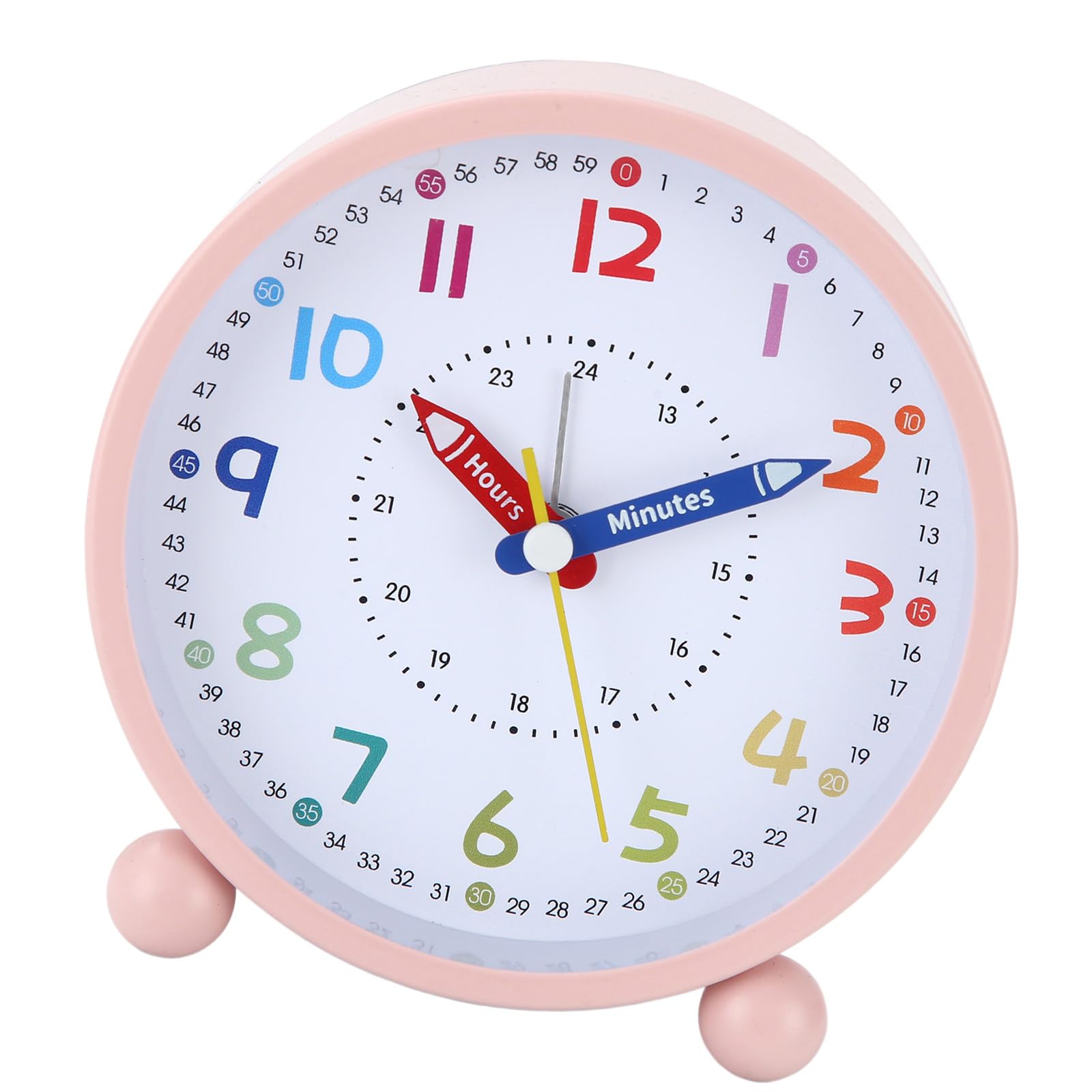 Obotsnoi Children Learning Colorful Analog Quiet Alarm Clock with Big Number and Simple Control Nightlight for Home Bedsides Use Noiseless Colorful Analog Alarm Clock