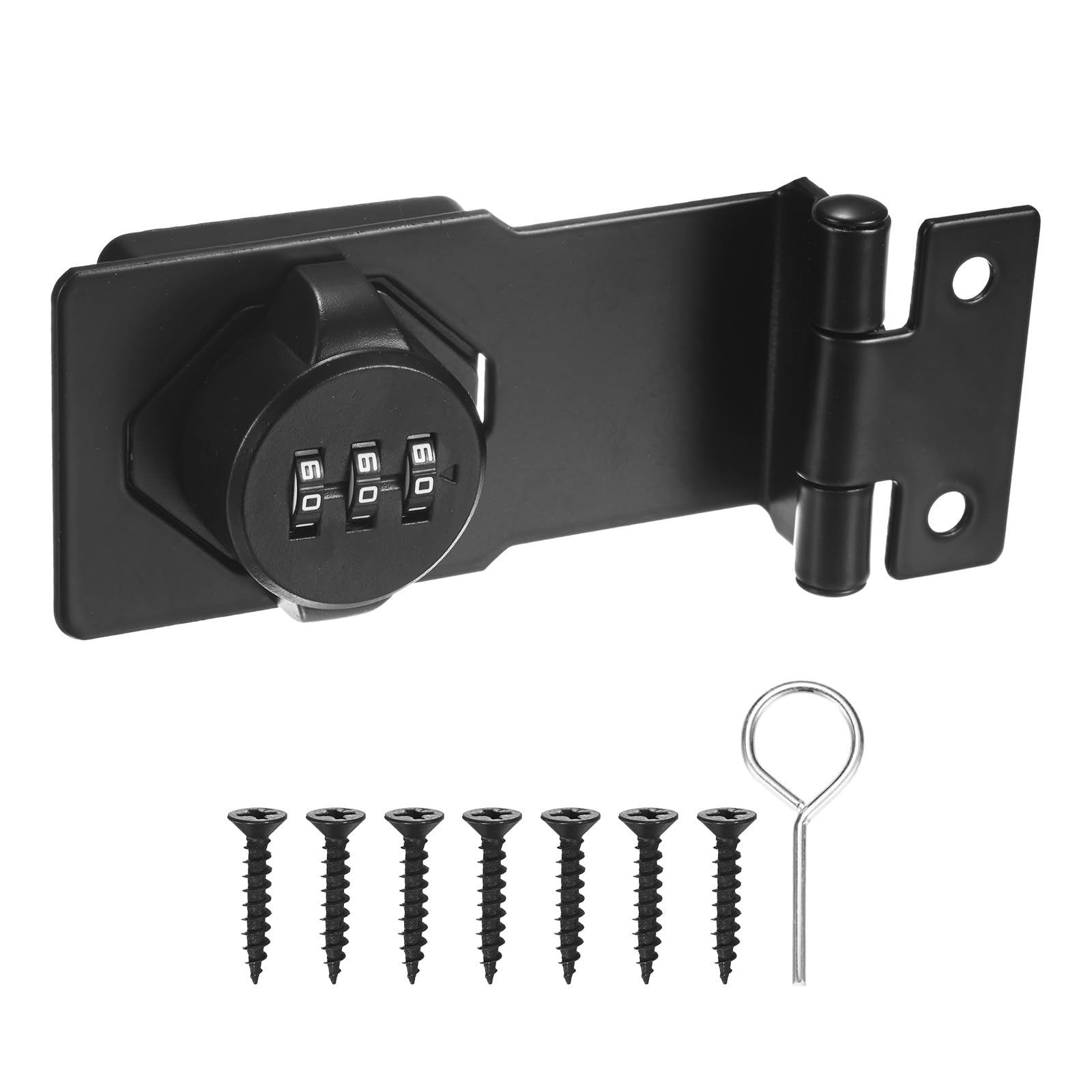 M METERXITY Keyless Combination Lock, 3.5" Zinc Alloy Mechanical Password Twist Knob Hasp Locks Latch, 90 Degree Barn Door Lock for Cabinet/Closet/Garage/Drawers/Garden/Bathroom [Black]