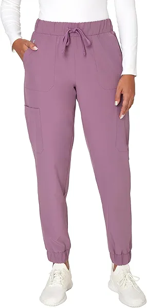 Hanes Cargo, Healthcare Scrub Joggers for Women, Moisture Wicking, Purple Mauve, Medium