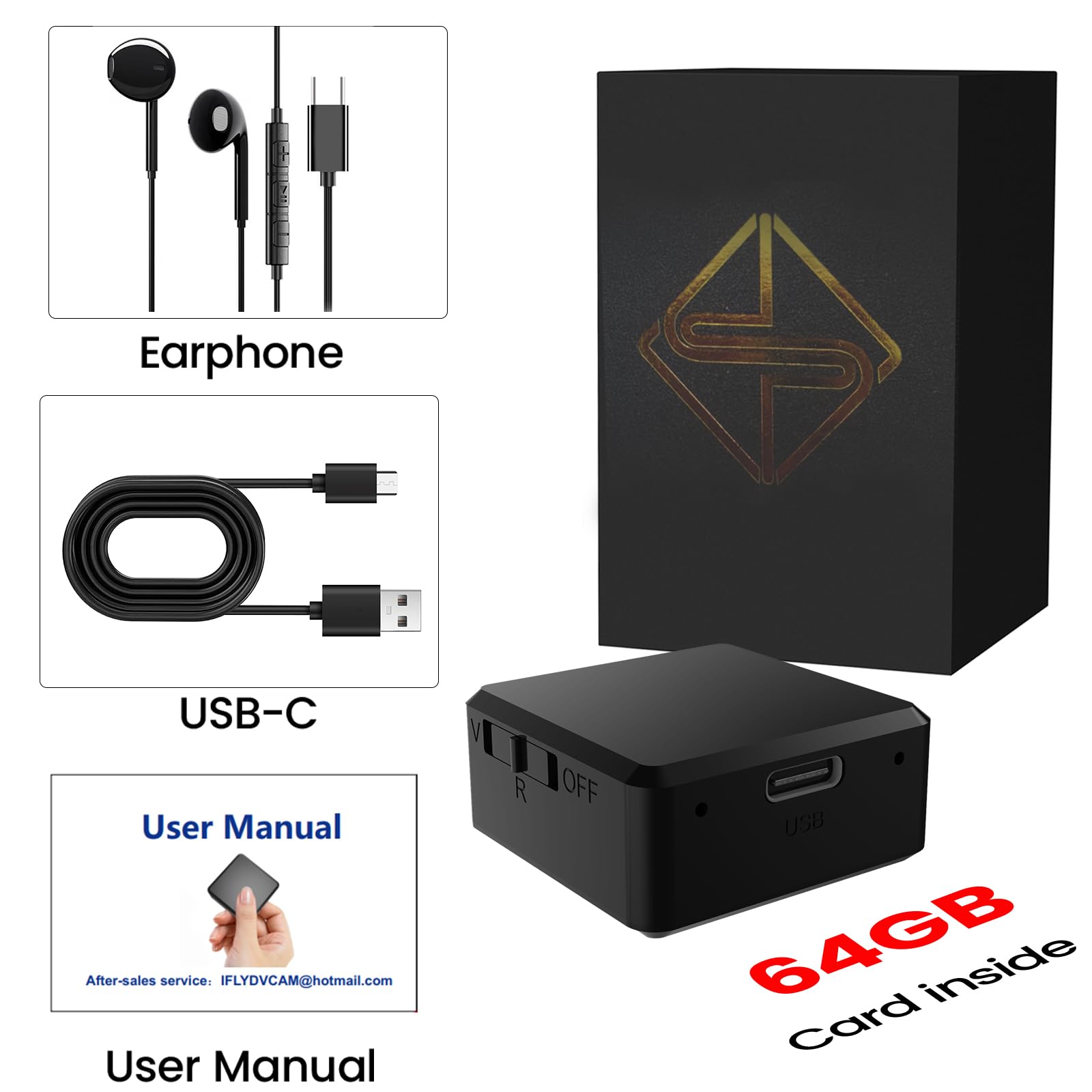 Voice Recorder - 64GB Listening Devices - Clear Audio Quality, Mini Small Recording Devices, Audio Recorder for Car,Meetings,Lecture,Interview