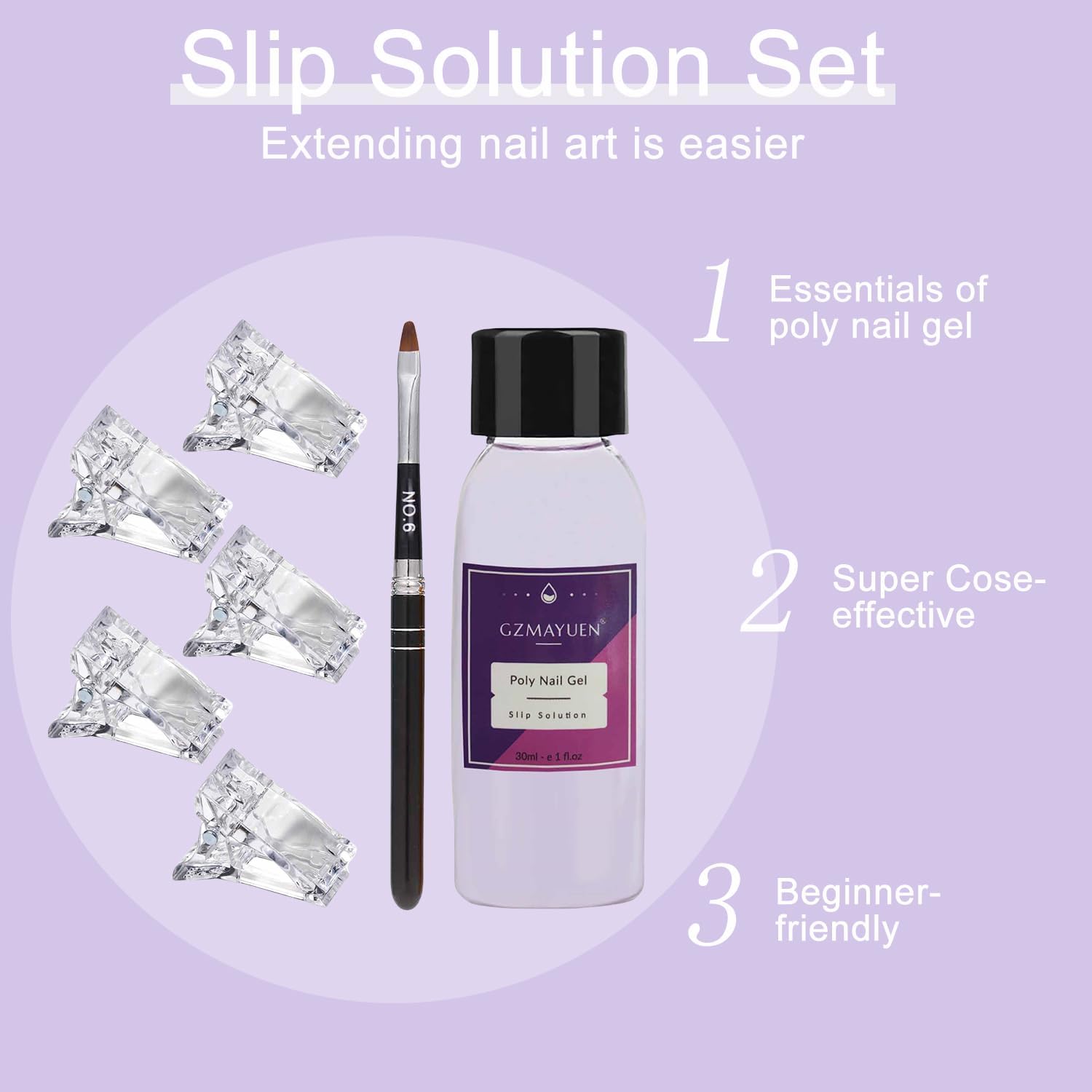 Slip Solution Poly Nail 30 ml Poly Nails Liquid Set Nail Extension Gel Solution Polyacrylic Slip Solution Set