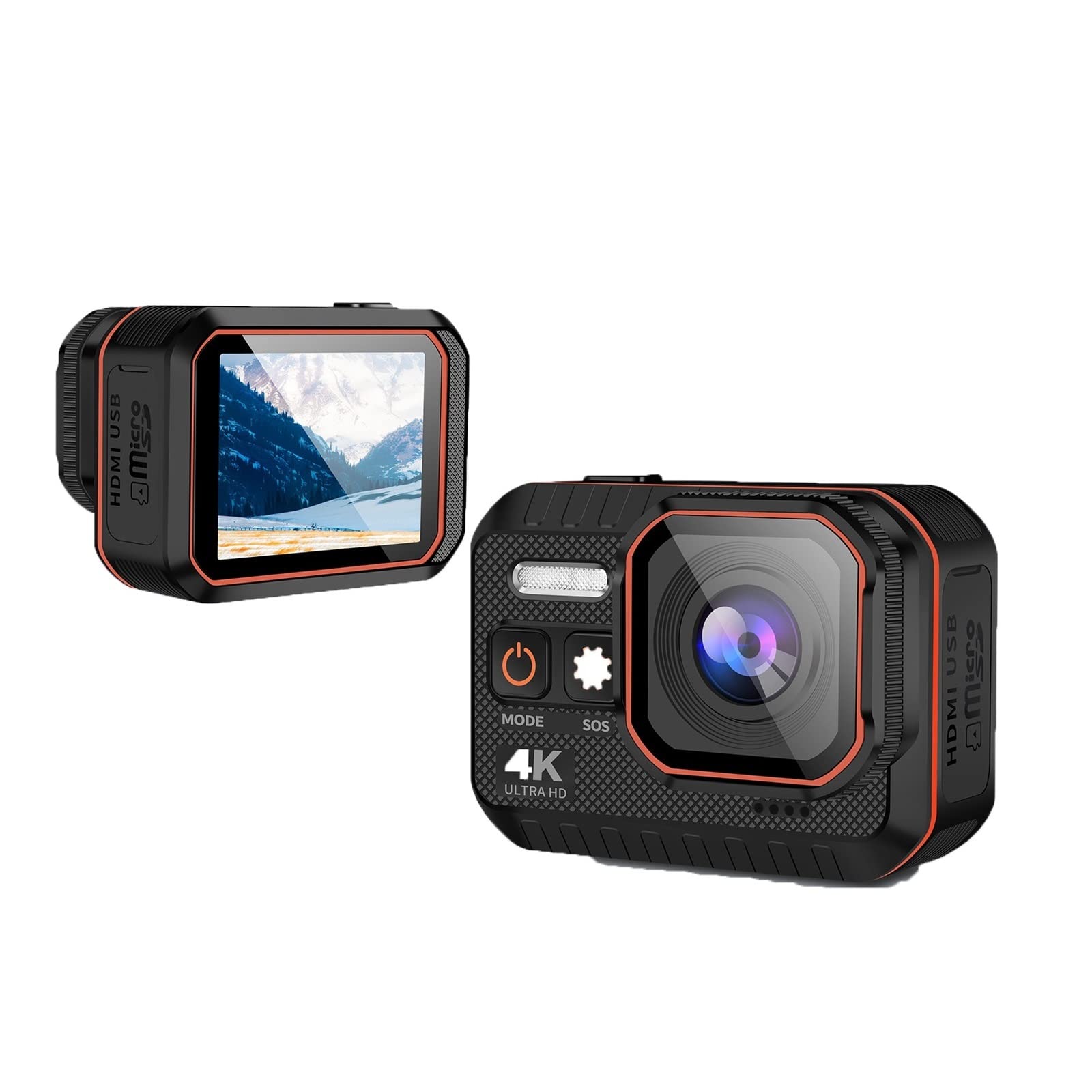 Action Cam, 4k Action Camera HD Impermeabile con Schermo di Controllo remoto Sport 4K Camera Drive Recorder Videocamera Sportiva Snorkeling Action Cam,All'aperto, Sport, Video(with 32G TF Card)