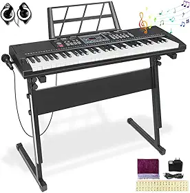 Teclado Musical, Teclado Instrumento, Teclado Musical Iniciante, Teclado Sintetizador, Teclado Musica, Kit Teclado Musical 61 Teclas Sensíveis