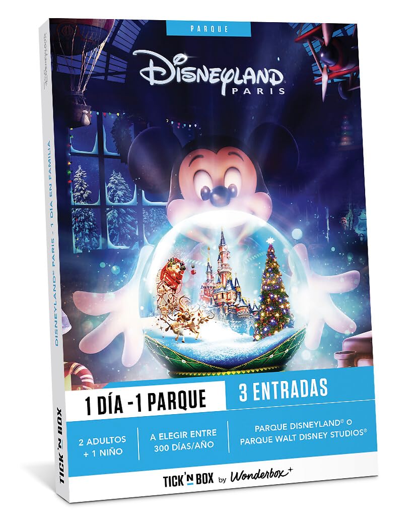 Tick&Box - Caja Regalo - Disneyland París En Familia - 3 entradas válidas para 1 día para uno de los 2 Parques de Disneyland París - Idea Regalo Familia Niño