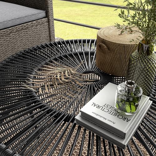 Muse & Lounge Co. ML1LB05-03 Ysar Boho Rattan Round Coffee Table Outdoor With Metal Frame, All-Weather And Rust Resistant, Handcrafted Coastal Furniture For Patio thumb #8