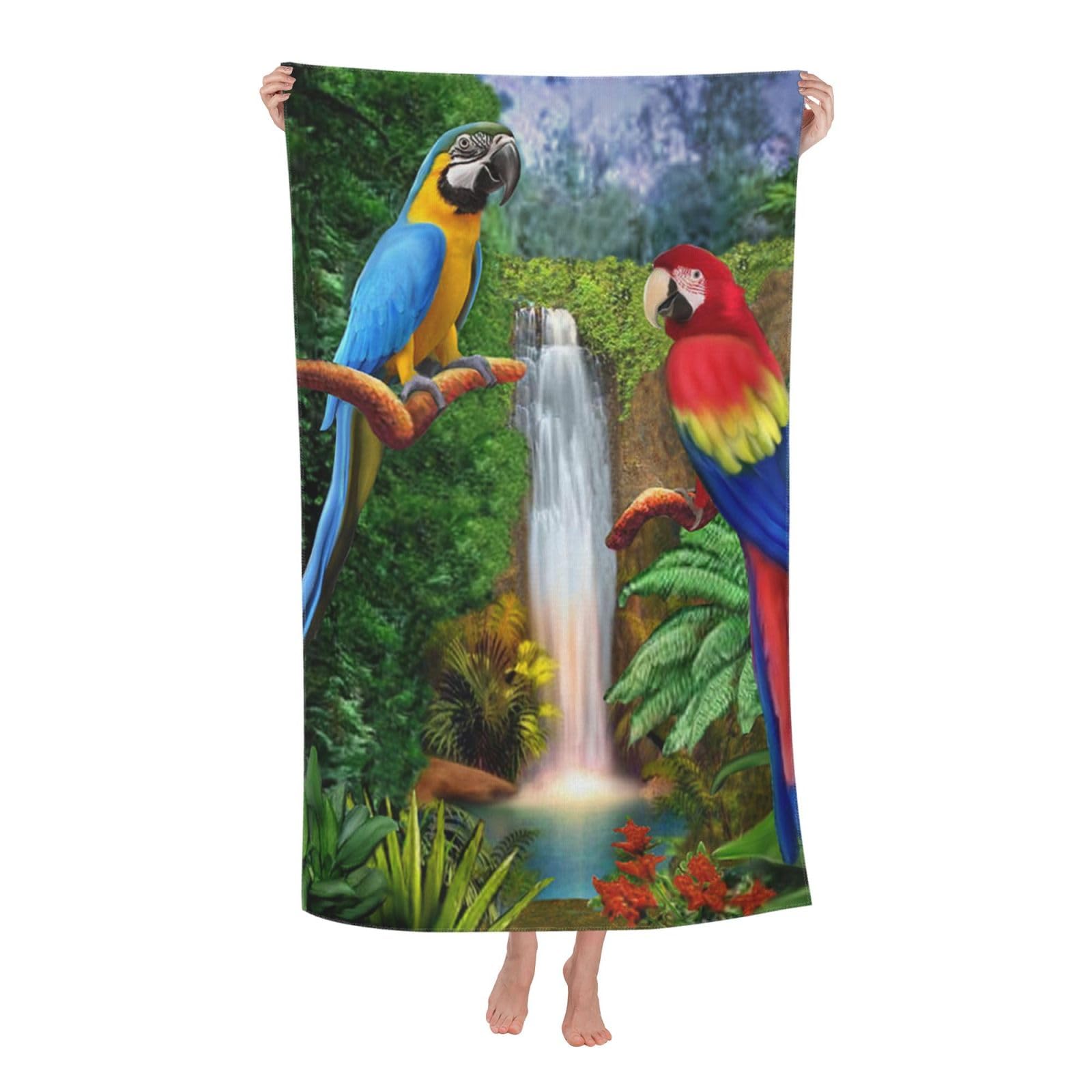 LSRCPD Beach Towel Tropical Parrots Microfiber Beach Towels Blanket Oversized Tropical Big Extra Large XL Pool Towels Quick Dry Sandproof for Women Girls Kids