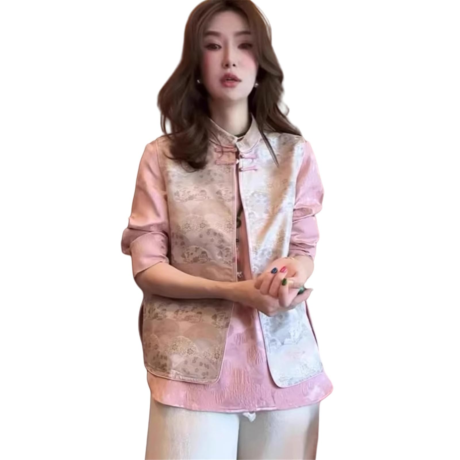Chaleco estilo chino para mujer que estiliza la figura con cierre tradicional 6