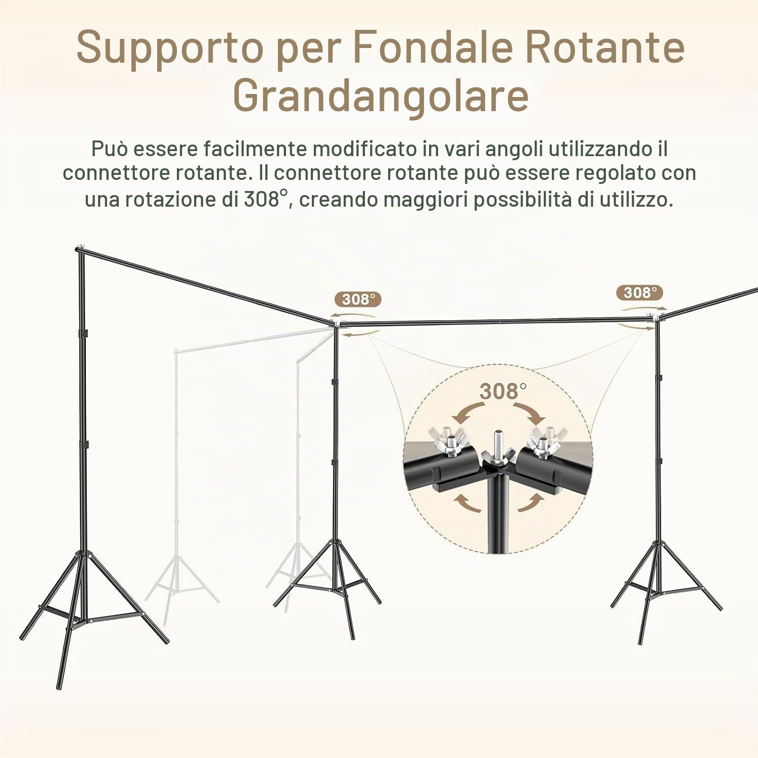 EMART Supporto per Sfondo, 9x2,1m Supporto Fondale Fotografico Regolabile | Connessione Girevole a 308°, Fotografico, Fotografici, Matrimoni, Decorazioni