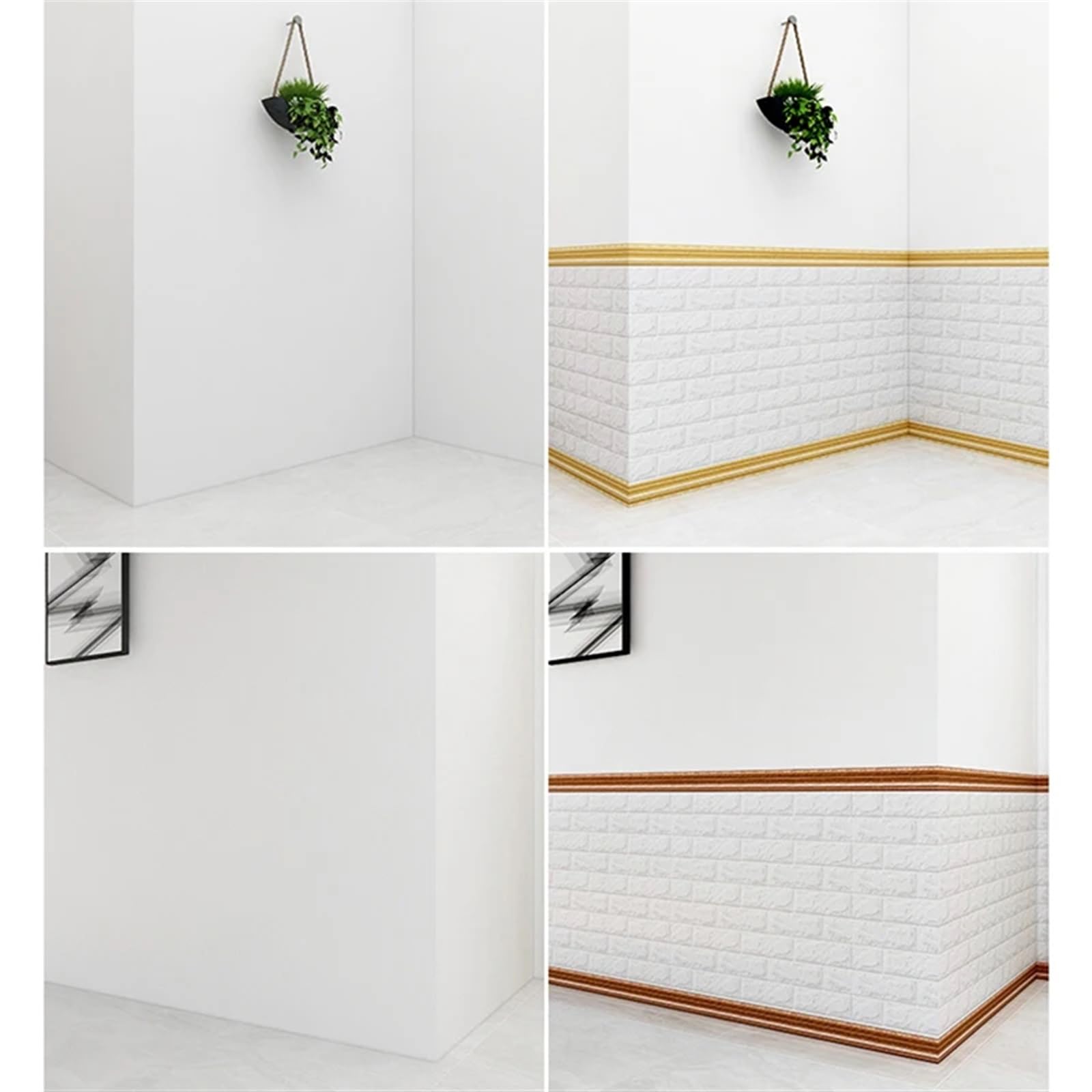 Rodapies 2 pegatinas de espuma con patrón 3D de 5 mm de grosor, autoadhesivas, impermeables, zócalo, esquina, línea de cintura, pegatina, línea de ajuste, rodapié, decoración del hogar DIY Para Cocina