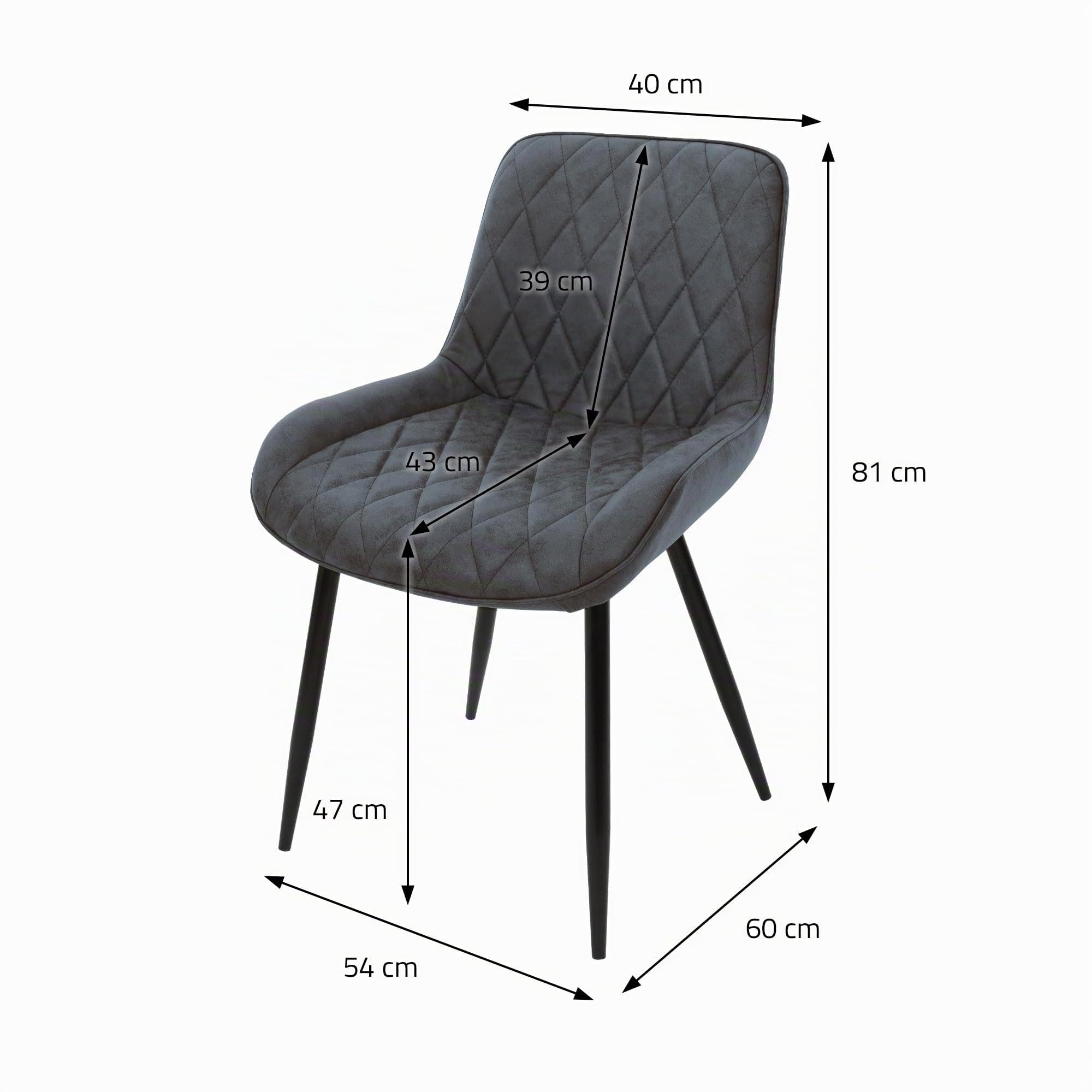 ML-Design Lot de 6 Chaises de Salle à Manger, avec Dossier et Accoudoirs, Anthracite, Assise en Simili PU, Pieds en Métal, Chaise Rembourrée de Cuisine Salon Bureau, Matériel de Montage Inclus
