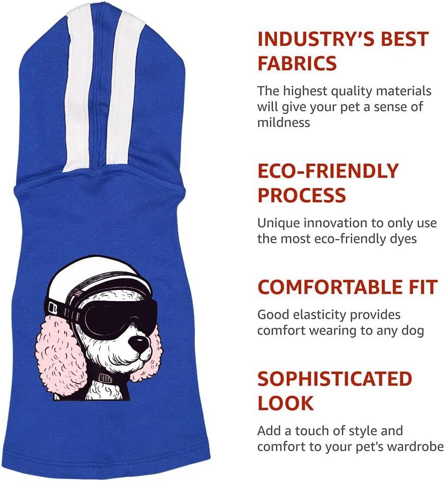 Pilot Print Dog Shirt with Hoodie - Illustration Dog Hoodie - Cool Art Dog Clothing - Gray White, XL