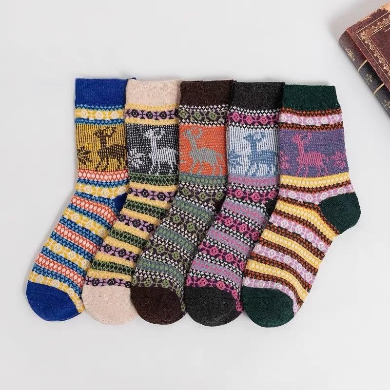Image of Aoxwomens Womens Cotton Crew Socks Thermal Heated Boot Slipper Midi Calf Sock,Cute Xmas Gift for Winter Snow Cold Weather