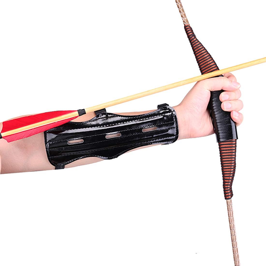 KRATARC Archery Arm Guard Adjustable 3-Strap Accessory Protective Lightweight Hunting Target Shooting Adult Unisex (Black- 2PCS) : Sports & Outdoors