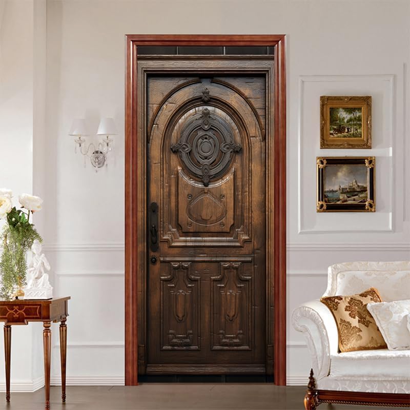 Fykjgs Modern Wooden Door Door Stickers for Interior Doors Wooden Door 3D Door Decals Art Sticker Self Adhesive Door Murals for Bedrooms Living Room Bathroom Home Decor G429?90x210 cm?