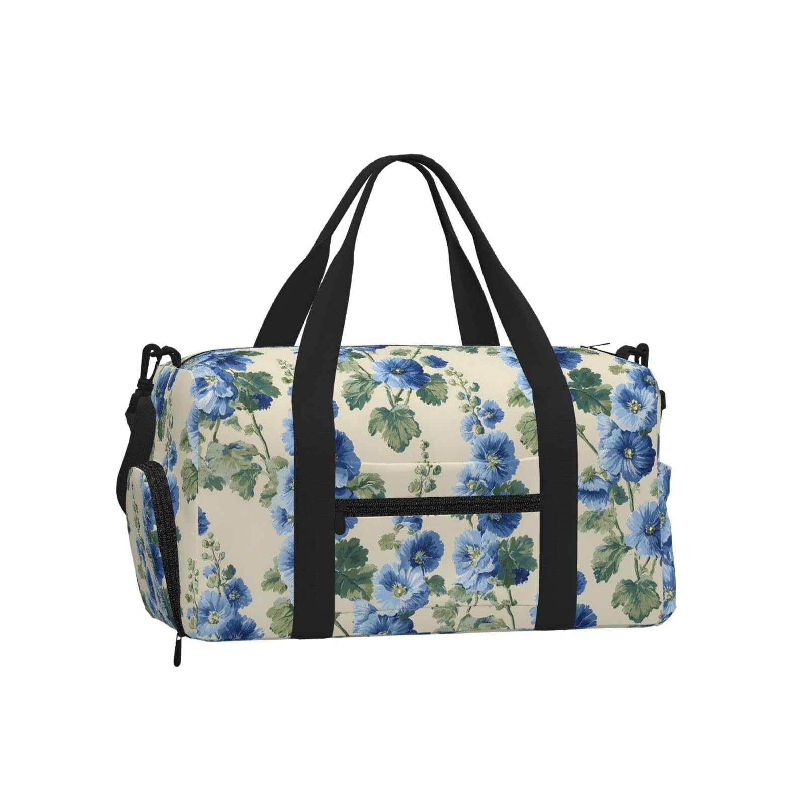 Bolsa de viaje de fin de semana con flores y compartimento de zapatos para yoga y baile 8