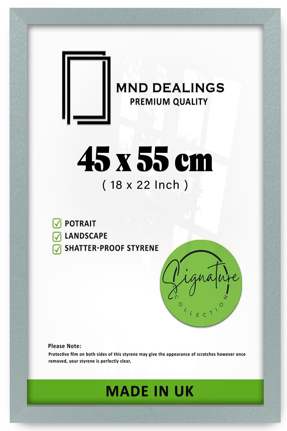 MND Dealings | Eton Picture Frame (45 x 55 CM) for Wall Décor & Interior Design, 450 x 550 mm MDF Wood Finish, Great for Home & Office, Comes with Hanging Hooks [ Silver ]