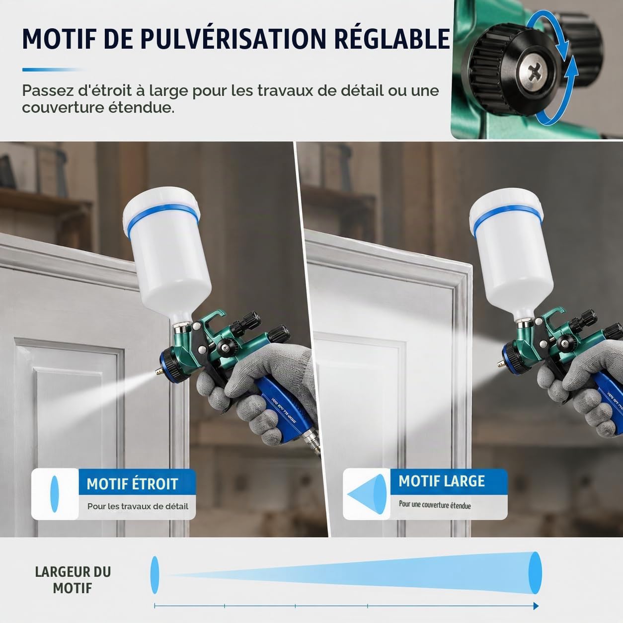 HVLP Pistolet à Peinture Pneumatique, 1,3mm Pistolet Peinture Carrosserie | 600ml Pistolet Peinture Air Comprimé PulvéRisateurs De Peinture, Avec Largeur De PulvéRisation 17-21cm Pour Murs, Automobile