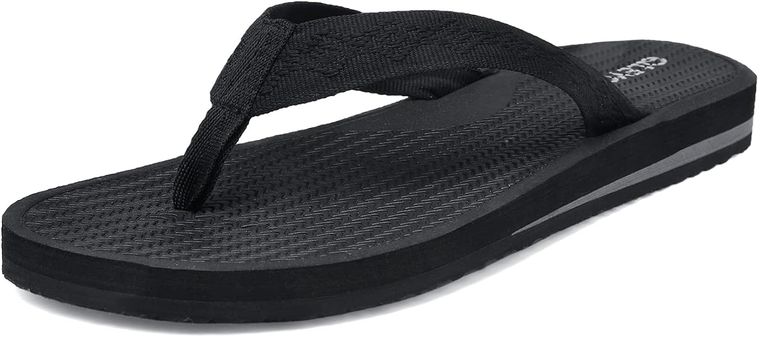 Womens Flip Flops Sandals Summer Beach Slippers 8 W10-black