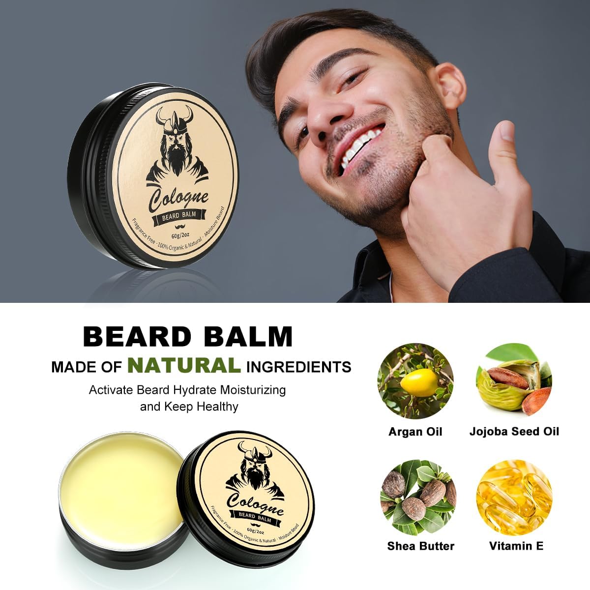 EXREIZSTKit Barbe homme,coffret barbe homme2Huile de croissance de la barbe, baume, blaireau, peigne, savon de rasage,Tasse en acier inoxydable rangementconvient aux cadeaux d'anniversaire pour homme