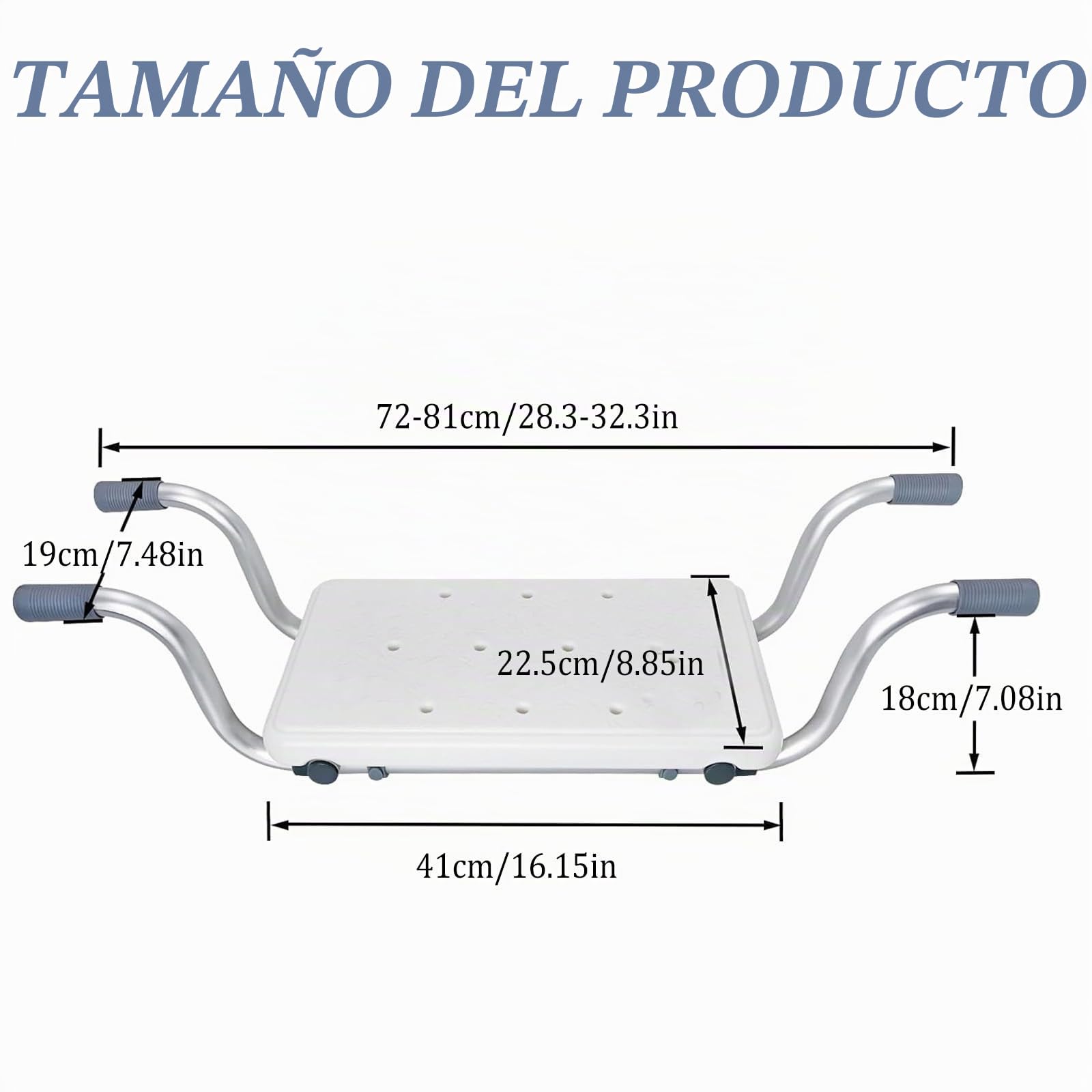 Asiento de bañera para Personas Mayores Asiento de Ducha Banco de Ducha para bañera, Tablas de bañera Extensibles 72-82cm Capacidad de Carga 136 kg Asiento de bañera, Aluminio, Blanco