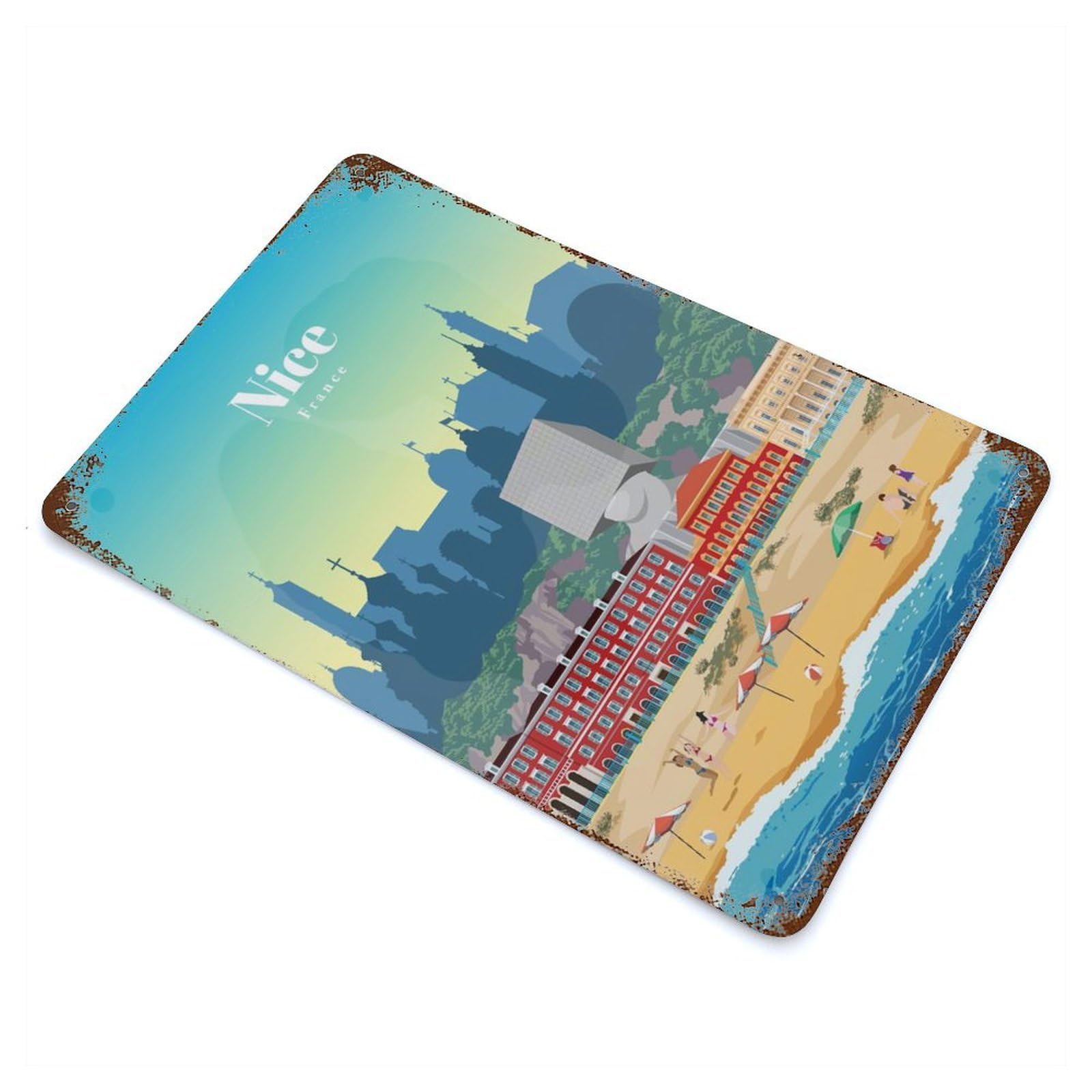 Travel to Nice Decorative Tin Sign 11.8"x7.9", Retro Wall Decor for Living Room, Hallway And Home Decor