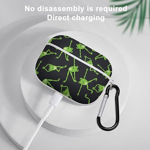 Miniatura 5 de Funny Frog Doing Yoga Print Airpods Pro Funda con llavero de protección completa duradera a prueba de golpes inalámbrico funda de PC rígida para