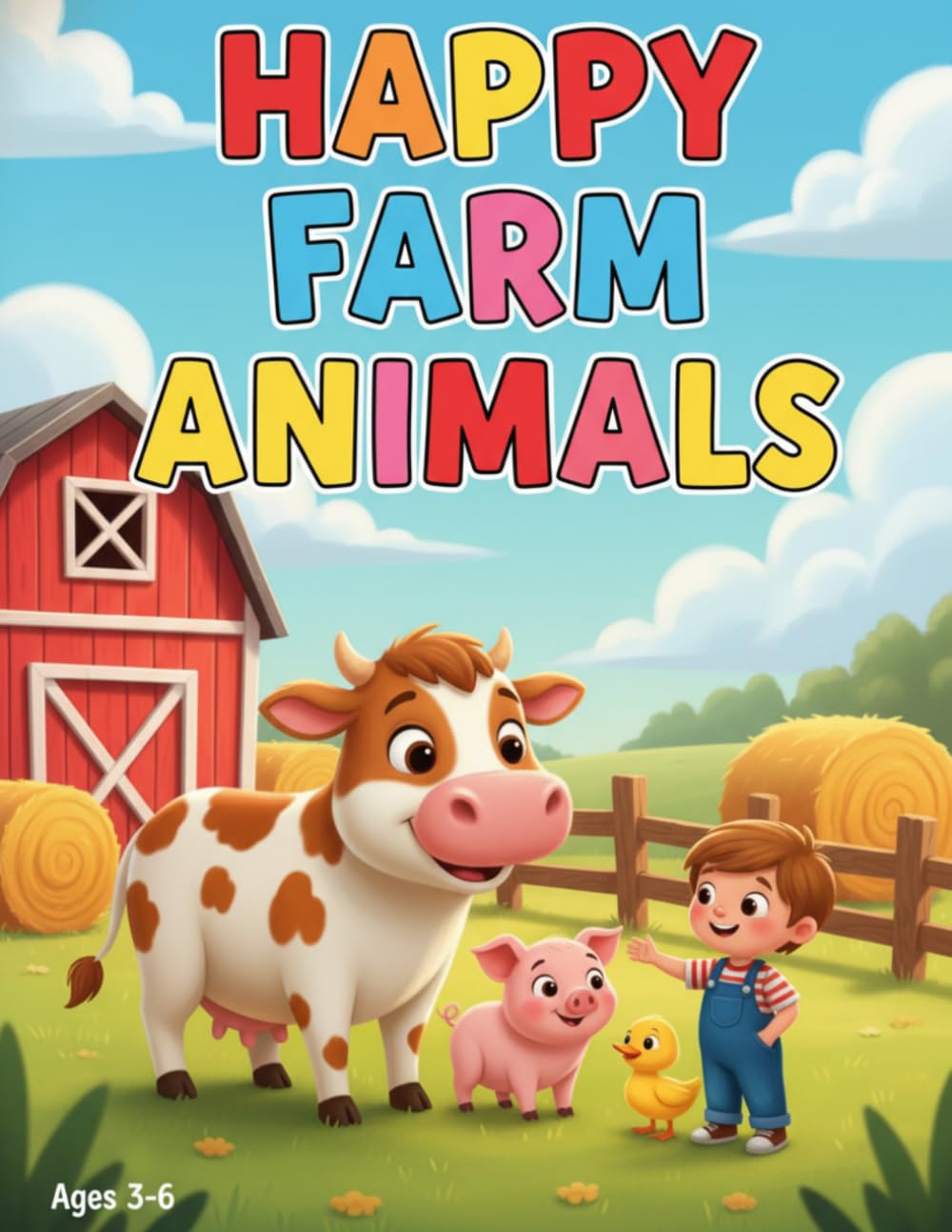 Farm Animals Coloring Book for Toddlers and Preschoolers Ages 3-6: Cute Barnyard Animal Pages: Big Simple Scenes for Little Farm Fans (Happy Little Learners Coloring Series)