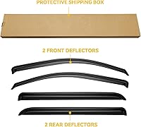 Vista 8 de Viseras de ventana para Chevrolet Silverado y GMC Sierra 1500 Crew Cab 2014-2018, protectores de lluvia, deflector de ventilación, sombra humo