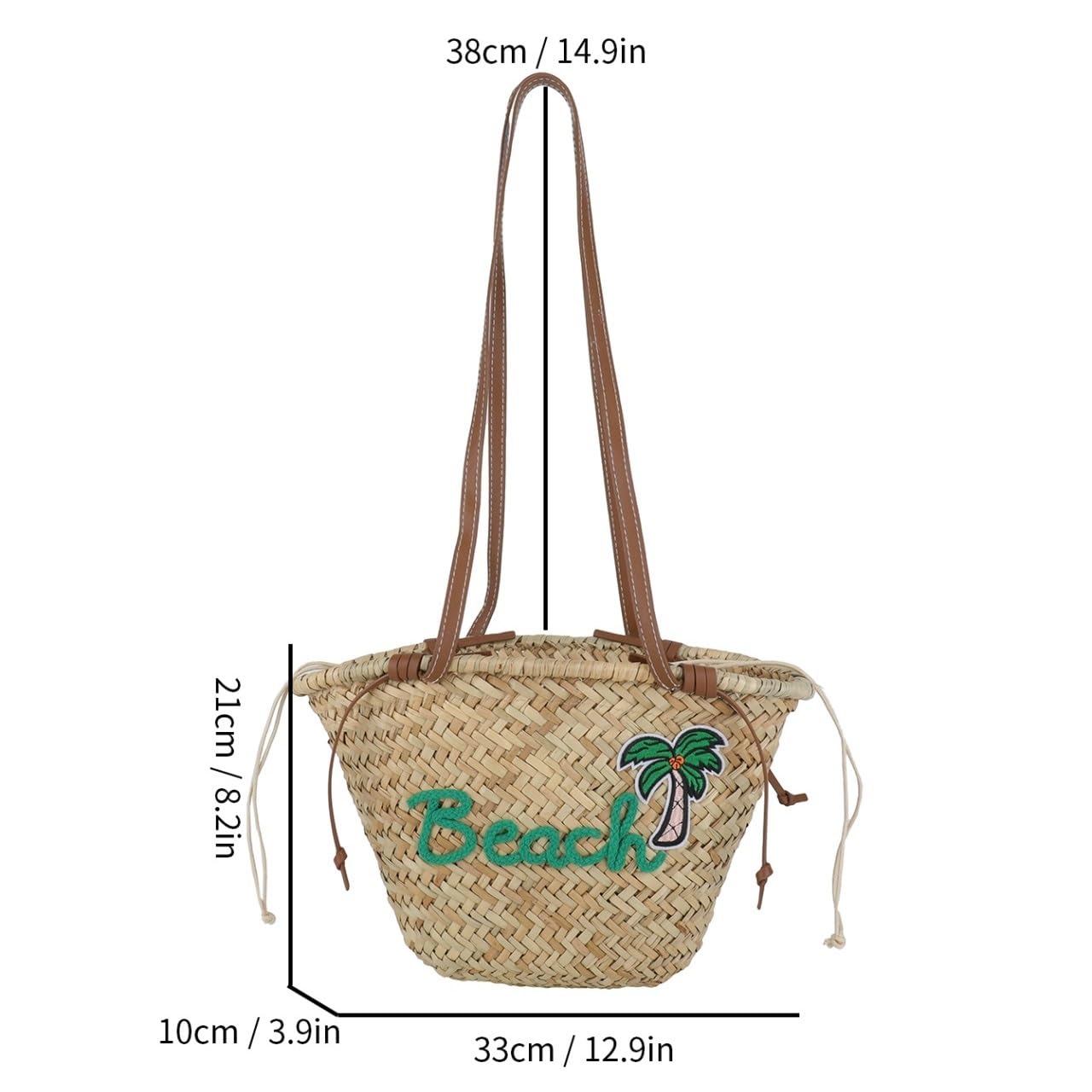 borsa donna estiva Borsa in paglia intrecciata con alfabeto ricamato da donna viaggio Vacanza al mare Spalla di grande capacità