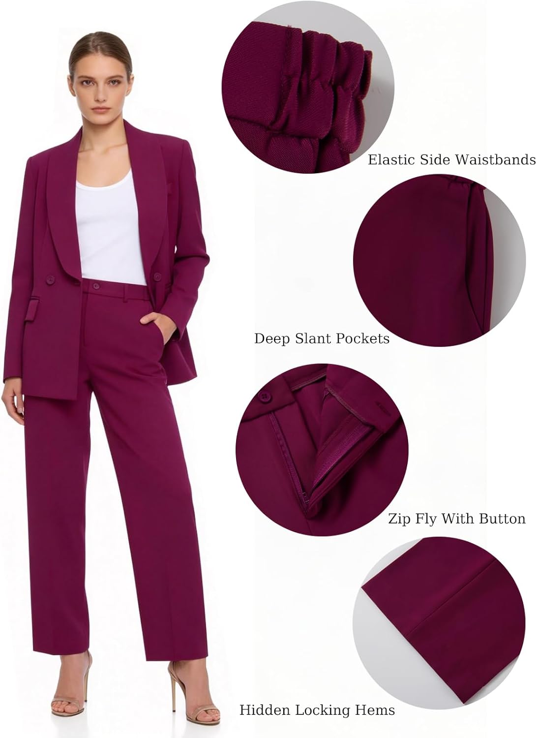 Women Suit 2 Piece Set Pant Suits Business Casual Outfits Double Breasted Blazer with Pants Professional Office Work Sets