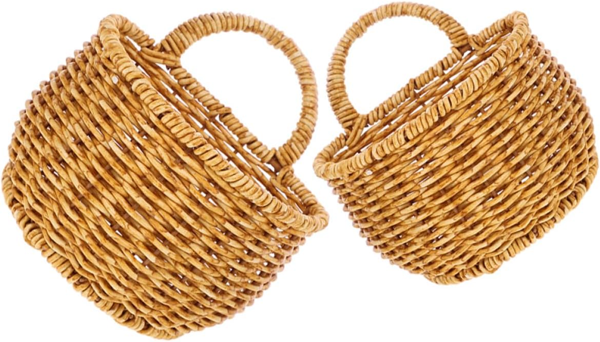 MAGICLULU Handwoven Wall Hanging Kitchen Basket Set for Garlic Ginger Storage Small Woven Storage Basket in Organic Fiber Kitchen Organization