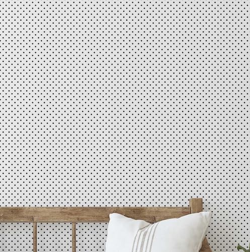 S4Sassy Carta da parati autoadesiva, carta da parati bianca a pois piccoli, rimovibile in vinile fai da te, carta da parati ruvida per pareti d'ingresso, soluzione semplice per decorare la casa (63,5