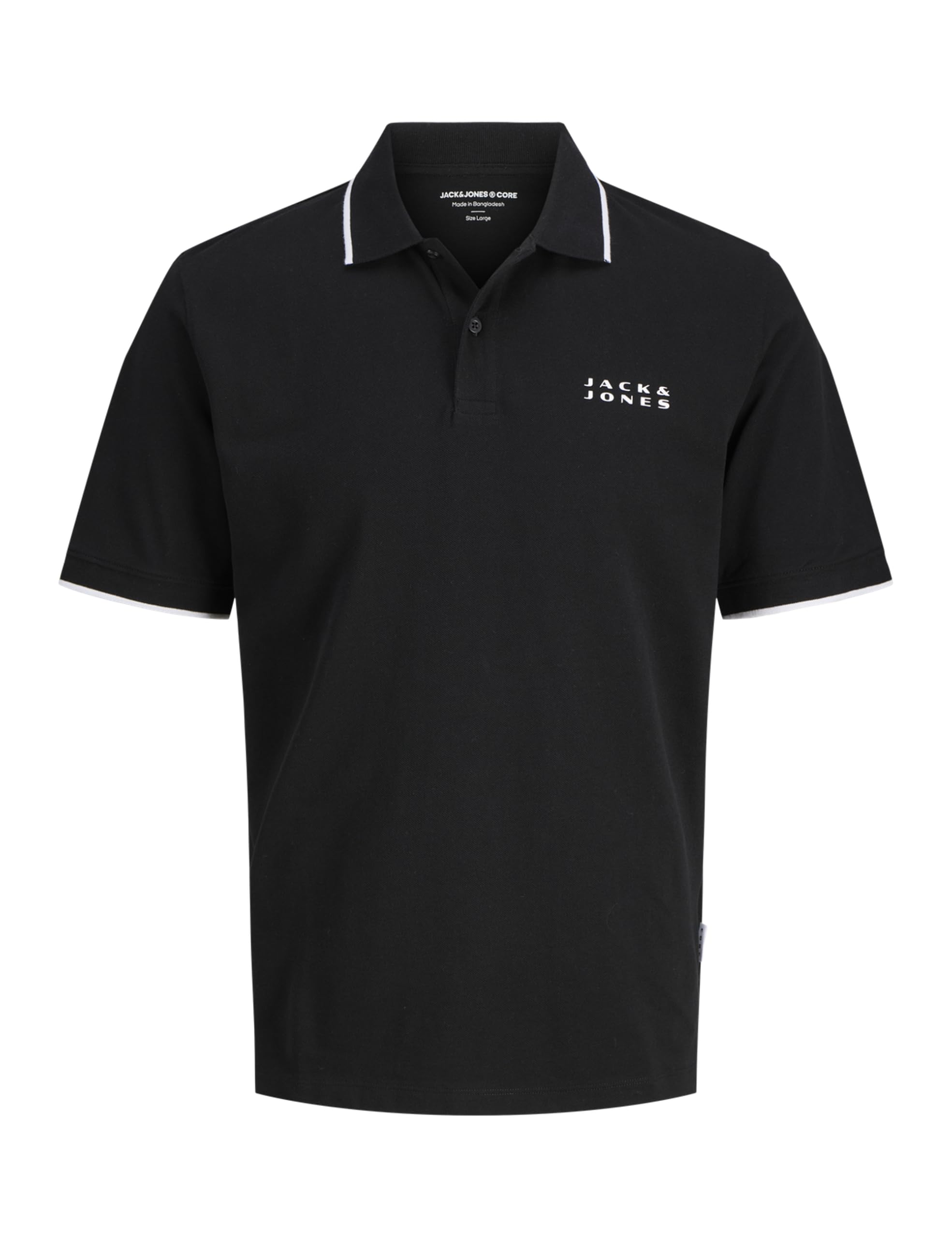 JACK & JONES Jcostance Print Polo SS, Black, XL